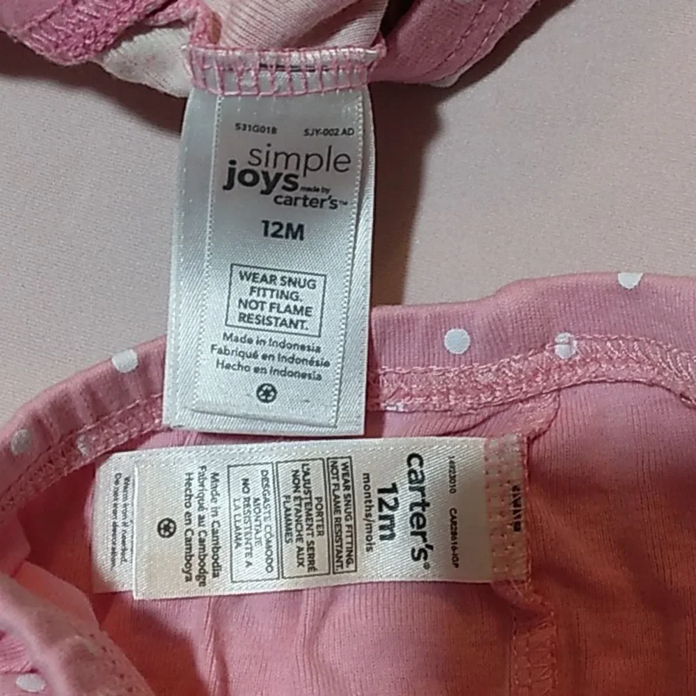 Carters Girls 12 months Pink White Polka Dot Pants Shorts Bundle